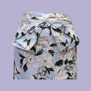 Blue Floral Peplum Pencil Skirt XL